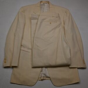 Vtg Y2K 2000s Pal Zileri 40R 28x32 Ivory White 100% Wool Italy High Waist Suit